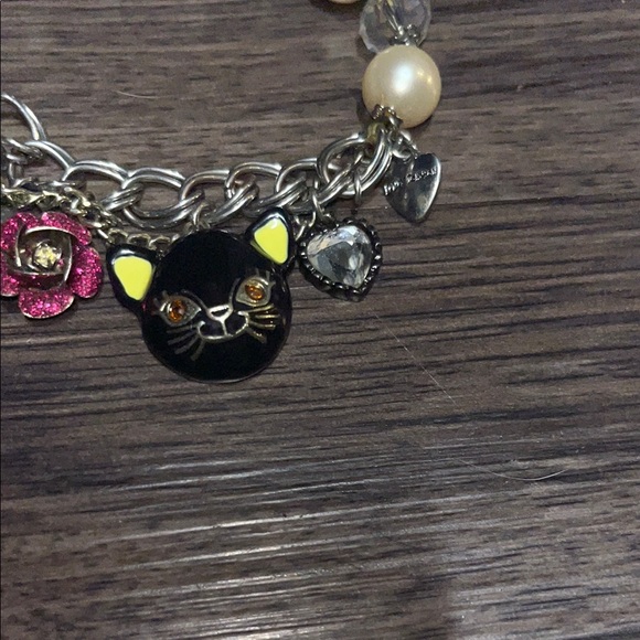 Vintage Betsey Johnson Black Cat Charm Bracelet - Picture 2 of 4